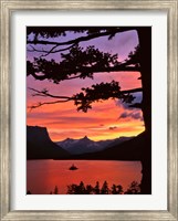 St Mary Lake And Wild Goose Island At Sunset Fine Art Print