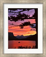 St Mary Lake And Wild Goose Island At Sunset Fine Art Print