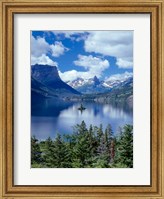 Cumulus Clouds Drift Over Saint Mary Lake And Wild Goose Island Fine Art Print