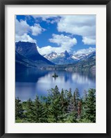 Cumulus Clouds Drift Over Saint Mary Lake And Wild Goose Island Fine Art Print