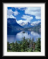 Cumulus Clouds Drift Over Saint Mary Lake And Wild Goose Island Fine Art Print