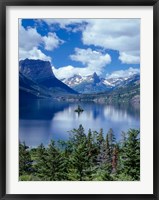 Cumulus Clouds Drift Over Saint Mary Lake And Wild Goose Island Fine Art Print