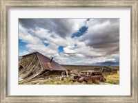 Collapsed Building And Rusted Vintage Car, Nevada Fine Art Print