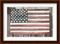 Worn Wooden American Flag, Fire Island, New York Fine Art Print