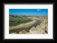 Brown River Bend In The Roosevelt National Park, North Dakota Framed Print