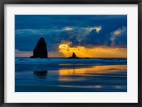 Sunset On Needles Seastack Of Cannon Beach, Oregon Fine Art Print