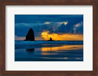 Sunset On Needles Seastack Of Cannon Beach, Oregon Fine Art Print