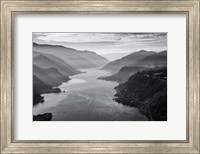 Aerial Landscape Of The Columbia Gorge, Oregon (BW) Fine Art Print