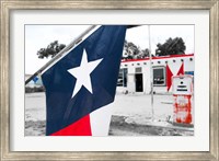 Flag At An Antique Gas Station, Texas Fine Art Print