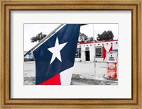 Flag At An Antique Gas Station, Texas Fine Art Print
