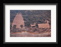 Ancient Petroglyph Of Owl And Big Horn Sheep, Utah Fine Art Print
