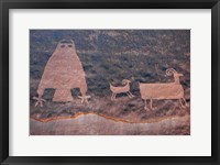 Ancient Petroglyph Of Owl And Big Horn Sheep, Utah Fine Art Print