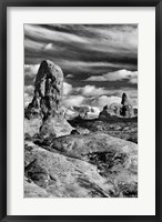 Turret Arch And The La Sal Mountainsm Utah (BW) Fine Art Print
