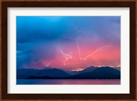 Lightning Over Hood Canal And The Olympic Mountains Fine Art Print