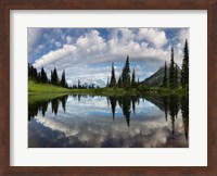 Mt Rainier And Clouds Reflecting In Upper Tipsoo Lake Fine Art Print