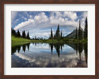 Mt Rainier And Clouds Reflecting In Upper Tipsoo Lake Fine Art Print