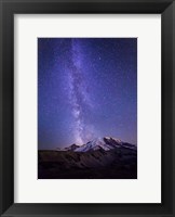 Stars And The Milky Way Above Mt Rainier And Burroughs Mountain Fine Art Print