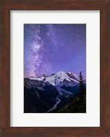 White River Valley Looking Toward Mt Rainier On A Starlit Night Fine Art Print