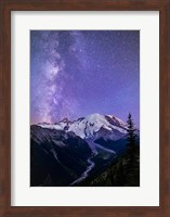 White River Valley Looking Toward Mt Rainier On A Starlit Night Fine Art Print