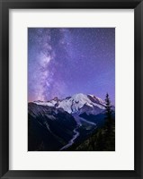 White River Valley Looking Toward Mt Rainier On A Starlit Night Fine Art Print