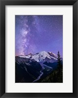 White River Valley Looking Toward Mt Rainier On A Starlit Night Fine Art Print
