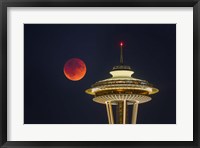 Blood Moon Rises Over The Seattle Space Needle Fine Art Print