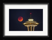 Blood Moon Rises Over The Seattle Space Needle Fine Art Print