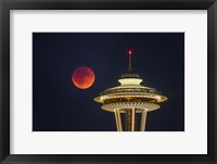 Blood Moon Rises Over The Seattle Space Needle Fine Art Print