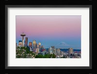 Skyline View Of Seattle With Mount Rainier Fine Art Print