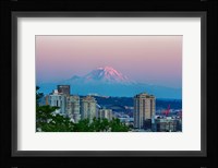 Mount Rainier Behind The Seattle Skyline Fine Art Print