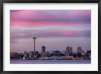 Pink Sunset With The Seattle Space Needle Fine Art Print
