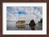Early Morning Mist And Reflections Of Sea Stacks On Ruby Beach Fine Art Print