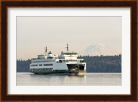 Seattle-Bremerton Ferry Passes In Front Of Mt Rainier Fine Art Print
