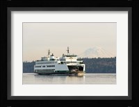 Seattle-Bremerton Ferry Passes In Front Of Mt Rainier Fine Art Print