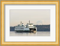 Seattle-Bremerton Ferry Passes In Front Of Mt Rainier Fine Art Print