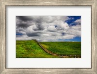 Long Fence Running Through A Wheat Field Fine Art Print