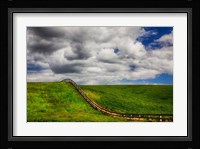 Long Fence Running Through A Wheat Field Fine Art Print