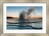 Eruption Of Fountain Geyser After Sunset, Wyoming Fine Art Print