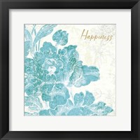 Toile Roses VI Teal Happiness Framed Print