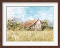 Spring Green Meadow by the Old Barn Fine Art Print
