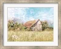 Spring Green Meadow by the Old Barn Fine Art Print
