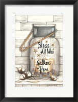 Glass Luminary Bless All Who Gather Framed Print