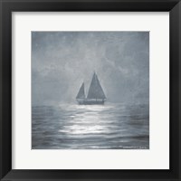 Solo Blue Sea Sailboat Fine Art Print