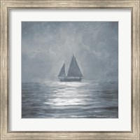 Solo Blue Sea Sailboat Fine Art Print
