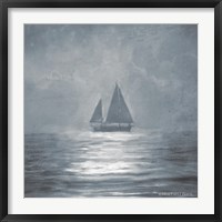 Solo Blue Sea Sailboat Fine Art Print