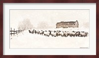 Warm Winter Barn with Sheep Herd Fine Art Print
