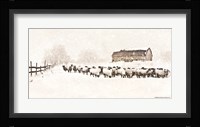 Warm Winter Barn with Sheep Herd Fine Art Print