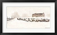 Warm Winter Barn with Sheep Herd Fine Art Print