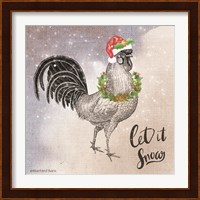 Vintage Christmas Be Merry Rooster Fine Art Print