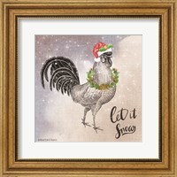 Vintage Christmas Be Merry Rooster Fine Art Print